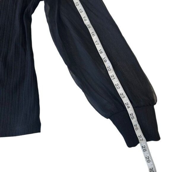 Nine West Women SZ XL Black Long Sheer Sleeves Top Blouse. Stretch Basic - Picture 10 of 10